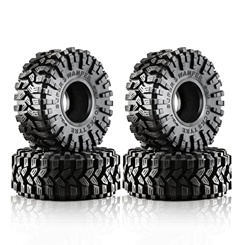 1.9 RC Crawler Tires 120mm With Foam Insert Soft Rubber 1/10 Scale Mud slingers Tyres For Traxxas TRX4 Axial SCX10 SCX10 II RC4WD D90 D110 TF2 Tamiya CC01 Gen8 1.9 Beadlock Wheel Rims 4PCS