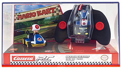 Carrera RC Nintendo Mario Kart 2.4 GHz Mini Collectible Radio Remote Control Toy Car Vehicle - Toad | Official Licensed Mario Miniature Collectible Toy RC Car for Kids 6+, Ready To Run, Rechargeable Battery, Radio RC Racing - style: Toad