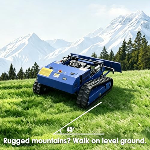 Remote Control Lawn Mower with Snow Plow, Crawler Track All-Terrain Machine, Oil-Electric Hybrid Power for Extreme Slopes and Large Turf, Adjustable Cutting Height - size: with snow plow attachment