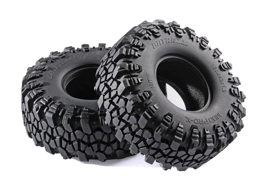 Mud Pro-X 1.9" M/T Tires - 120mm Self-Cleaning Aggressive Tread RC Crawler for 1/10 RC Crawler Upgrade, Compatible with FMS FCX10,SCX10,TRX4 (2pcs) - style: 2pcs