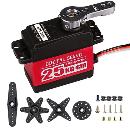 25KG Digital Servo Motor High Torque PWM Servo, Full Metal Gear Steering Servo for Robotic Arms and DIY Robot Making, Digital Servo with 25T Servo Horn, Control Angle 180° - style: 25KG-180°
