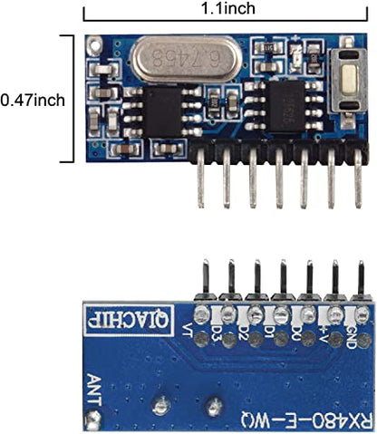 QIACHIP 433MHz Wireless Remote Control Switch Mini Receiver Built-in Learning Code 1527 Decoding 4 Channel Output with 656 FT Long-Distance 4-Button Transmitter White - style: 4-button remote + receiving module