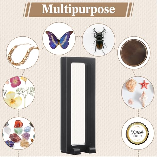 Harloon 12 Pcs 3D Floating Display Case Floating Frame Display Holder Stand Challenge Coin Jewelry Frame Box for AA Medallions Fossil Rock Gemstones Specimen(Black,7 x 2.8 x 0.8 Inch,Square Base) - color: Black, size: 7 x 2.8 x 0.8 Inch, style: Square Bas