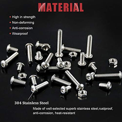 Hilitchi 250-Piece [M2] Stainless Steel Hex Socket Button Head Cap Bolts Screws Nuts Assortment Kit (M2) - color: M2