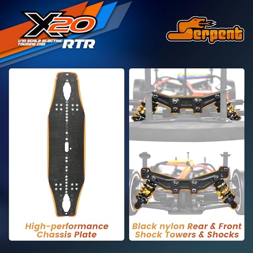 Serpent 1:10 4WD Brushless Electric Touring RC Car RTR | Carbon Fiber & CNC Aluminum Parts, High Speed Racing Vehicle, Blue (Battery & Charger Not Included) - color: Blue
