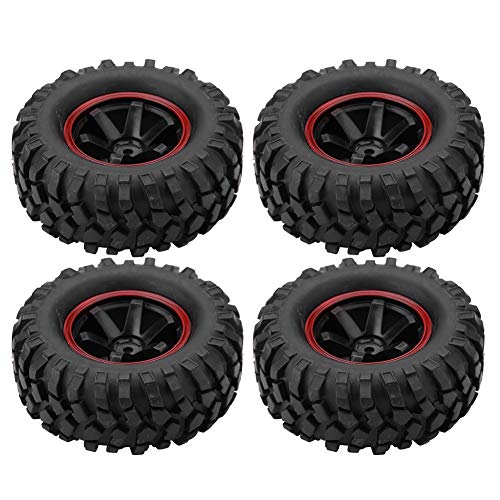 RC Car Tires, 4 Pcs 6 Holes Rubber with Hubs Off-Road Tires for 1/10 Scale RC Crawler Vehicle Enthusiasts and Off-Road Adventure Scenarios