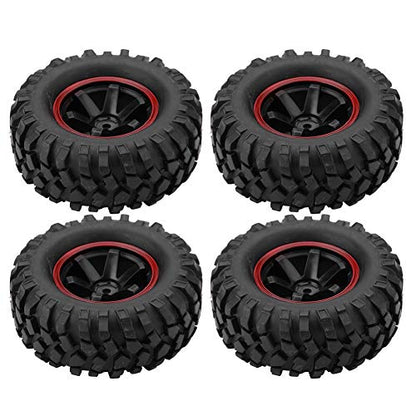 RC Car Tires, 4 Pcs 6 Holes Rubber with Hubs Off-Road Tires for 1/10 Scale RC Crawler Vehicle Enthusiasts and Off-Road Adventure Scenarios