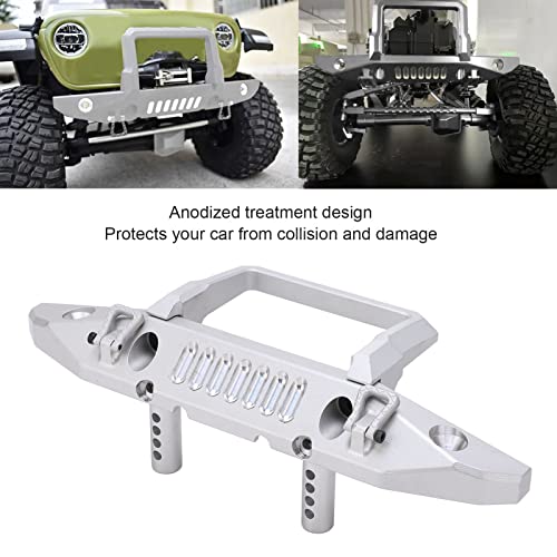 Front Bumper Aluminum Alloy Crawler Bumper RC Car Accessory with LED Light Hole for Axial 1/6 for SCX6 Car RC Car Upgrade Part (Silver) - color: Silver