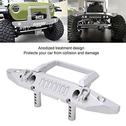 Front Bumper Aluminum Alloy Crawler Bumper RC Car Accessory with LED Light Hole for Axial 1/6 for SCX6 Car RC Car Upgrade Part (Silver) - color: Silver