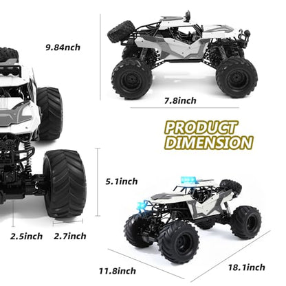 1:8 Large Amphibious RC Car for Kids 3+, Large 4WD Monster Truck | Water & Land Driving, LED Lights, 2.4GHz Control up to 260 FT, Rechargeable Waterproof All-Terrain Outdoor Gift