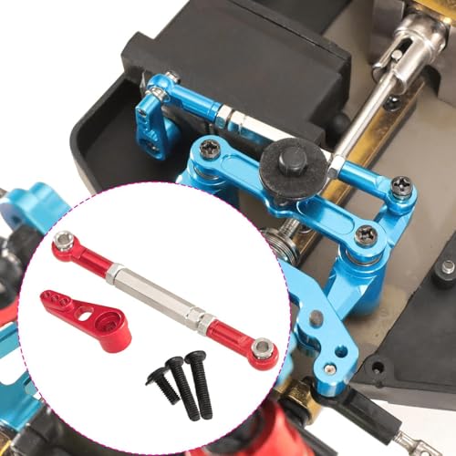 harayaa RC Car Steering Rod Adjustable Pull Rod Linkages Servo Linkage Rod Metal Front Rear Aluminum Alloy Upgrade Part for 1/10 RC Truck Accessories Suitable, Red - color: Red