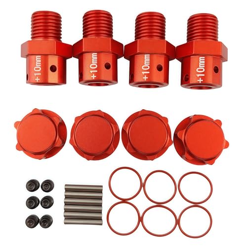 10mm Extended Wheel Hex Hub Set for ARRMA Kraton Mojave Infraction 6S (Red) | Aluminum,1/8,1/7,Outcast,Big Rock,Felony,Limitless,Upgrade Parts,CNC Machined,High Strength - color: Red