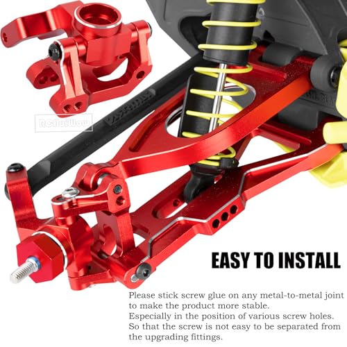 RC Upgrades Part for 1/10 Gorgon 2WD RTR Brushed Monster Truck(ARA3230T1),Aluminium Alloy Suspension Arms & Caster Block C Hub & Steering Blocks & Rear Stub Axle Carriers,Red - color: Red(1set)
