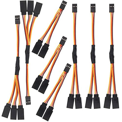 8PCS JR Plug Splitter,JR Male Female Y Cable,JR Y Parallel Adapter Splitter Harness Compatible with RC Model Cars or Airplanes