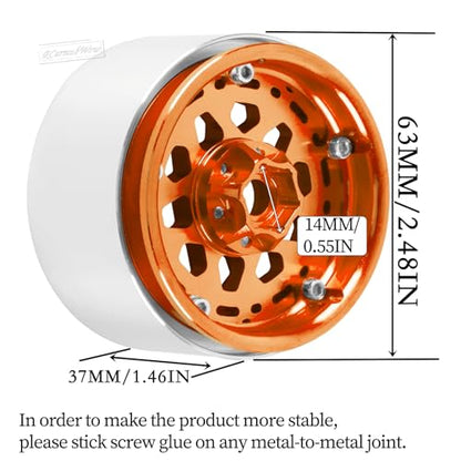 RC Alloy 2.2 Beadlock Wheels for 1/10 SCX10 Capra AMG 6x6 TRX4 Red cat Gen8 Everest Gen7 Pro RC Crawler,Alunium 2.2 Beadlock rc Wheels 2.2 Beadlock Rims,4pcs,Orange - color: Orange(4pcs)
