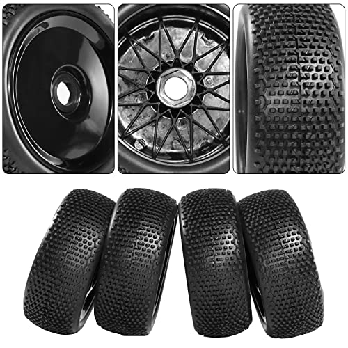 17mm hex RC Wheels and Tires for Arrma Typhon Talion 6S 3S Team Losi 8Ight 1/8 RC Buggy Tires and Wheels Pre-glued Black 4PCS - color: Black