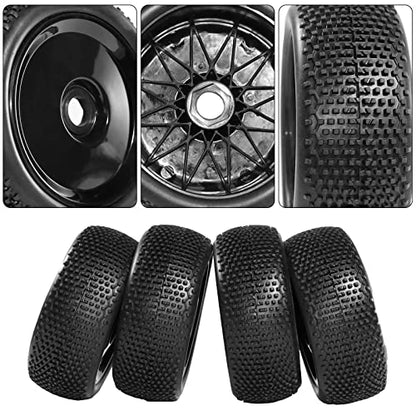 17mm hex RC Wheels and Tires for Arrma Typhon Talion 6S 3S Team Losi 8Ight 1/8 RC Buggy Tires and Wheels Pre-glued Black 4PCS - color: Black