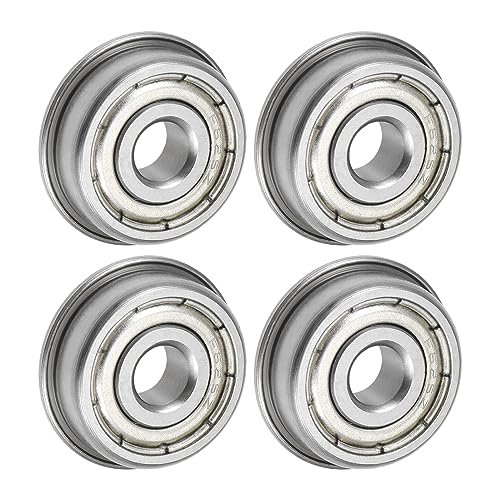 uxcell F625ZZ Flanged Ball Bearing 5x16x5mm Double Shielded Chrome Steel Flange Bearings, 4pcs - size: 5x16x5mm