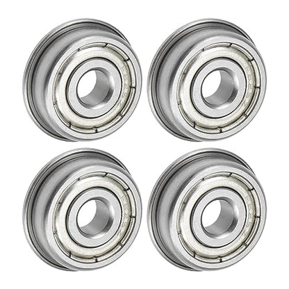 uxcell F625ZZ Flanged Ball Bearing 5x16x5mm Double Shielded Chrome Steel Flange Bearings, 4pcs - size: 5x16x5mm