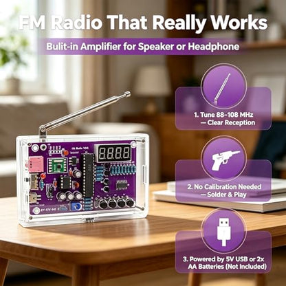 FM Radio Kit Soldering Practice Kit DIY Electronic Kits 87-108MHz FM Radio DIY Kit Digital DIY Soldering Project Kit ISolderStore