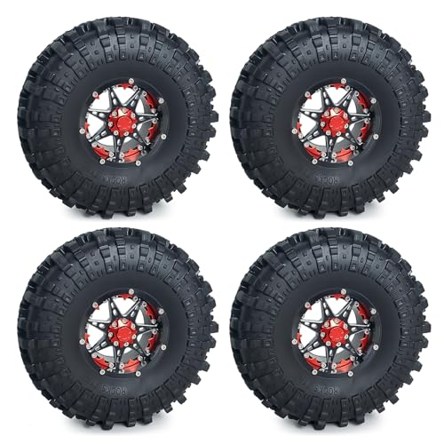 Rubber 2.2" Crawler Wheel Tires for Axial Wraith RR10 SCX10 TRX4 | Upgrade for 1/10th RC Crawler Car,With 4PCS Foam Insert