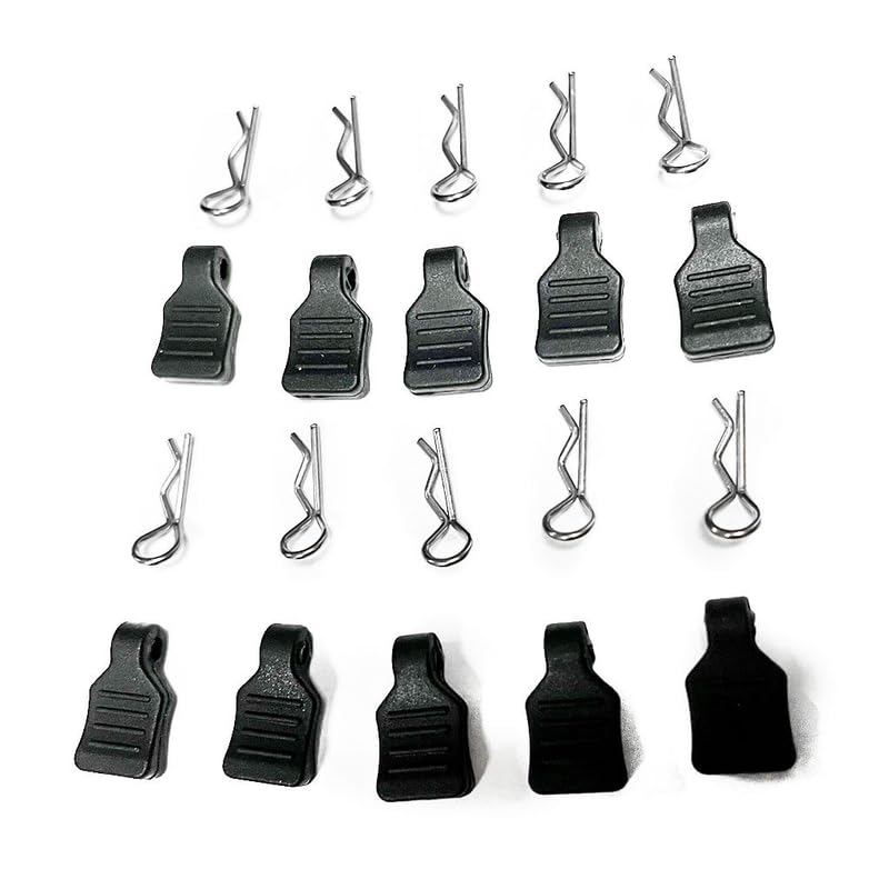 10Pcs 1/24 1/18 RC Car Body Clips+Pull Tab for SCX24 AXI90081 AXI0001 0002 - color: Black