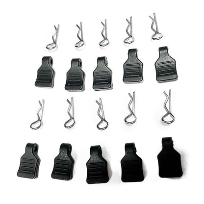 10Pcs 1/24 1/18 RC Car Body Clips+Pull Tab for SCX24 AXI90081 AXI0001 0002 - color: Black
