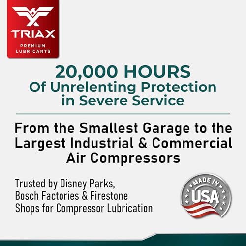TRIAX Kompressor ISO 46 SAE 20, Full Synthetic, Multi-Vis Air Compressor Oil | for Rotary, Vane, Screw, and Reciprocal | Commercial Grade | High Temp | Non-Detergent (1 Gallon) - size: 1 Gallon