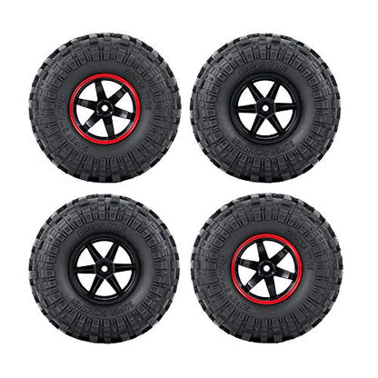 4PCS 110mm 1.9" Rubber Tires & Plastic Wheel Rim | 12mm Hex Hub, For 1/10 Axial SCX10 TRX4 D90, RC Crawler Car