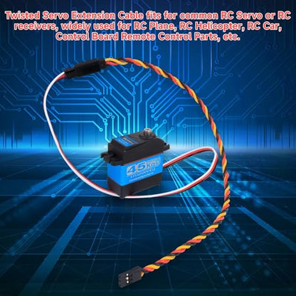 Twisted Servo Extension Cable w/Safety Clip 20AWG 60 Core Male to Female | Crazepony Servo Extension Cable Twisted Wire for RC Vehicles, Drones, E-Bikes, RC Model - 4 Lengths / 2 Wires per Pack