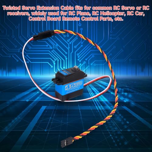 Twisted Servo Extension Cable w/Safety Clip 20AWG 60 Core Male to Female | Crazepony Servo Extension Cable Twisted Wire for RC Vehicles, Drones, E-Bikes, RC Model - 4 Lengths / 2 Wires per Pack