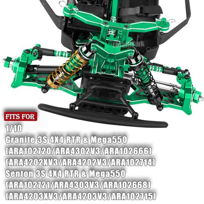 RC Upgrades Part for 1/10 Granite/Senton 3S & Mega550,Shock,A-Arm,Caster Block,Steering Blocks,Stub Axle Carriers,Links,Gearbox,Center Driveshaft Axles,Support,25T Spline,Steering,Green - color: Green - (Upgrades Part)