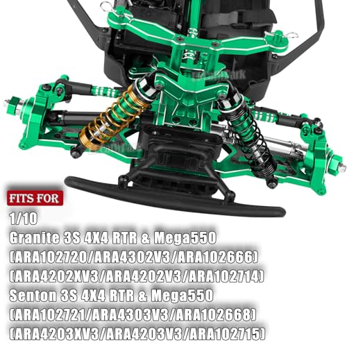RC Upgrades Part for 1/10 Granite/Senton 3S & Mega550,Shock,A-Arm,Caster Block,Steering Blocks,Stub Axle Carriers,Links,Gearbox,Center Driveshaft Axles,Support,25T Spline,Steering,Green - color: Green - (Upgrades Part)
