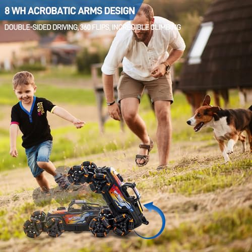 RC Stunt Car Remote Control Monster Truck - 360° Drift Car with Gesture Sensing, 45°Hill Climbing, Cool LED Lights & Music Effects - Top RC Cars Gift for Boys 8-12