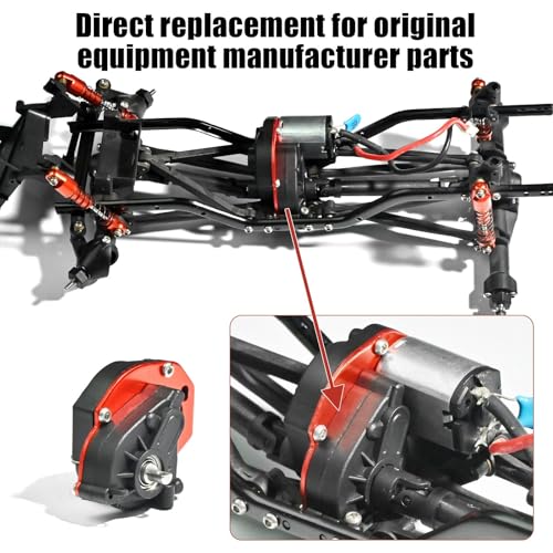 SCX24 Complete Transmission Gearbox with Steel 0.3 Mod Transmission Gear for Axial SCX24 Deadbolt C10 JLU Gladiator Bronco 1/24 RC Crawler Car Upgrade, Enhanced Durability Reliability