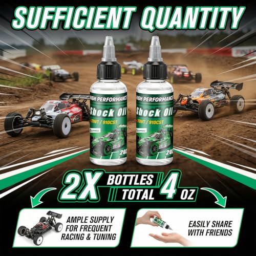 2 Bottles Racing Silicone Shock Oil 70WT 910CST | RC Car Shock Oil for Lubricating R/C Radio Controlled Cars and All Types of Vehicles, RC Shock Oil, Does Not Evaporate
