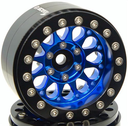 RC 1.9 Inch Beadlock Wheels Negative Offsets 8mm Rims Hex 12mm Aluminum Wheel for TRX4 TRX6 SCX10 Gen8 1/10 RC Crawler Remote Control Car Upgrades Accessories 4PCS (Blue Black) - color: Blue Black
