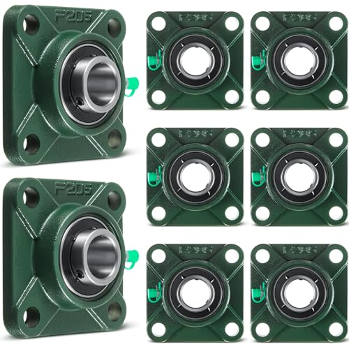Gisafai 8 Pcs UCF205-16 Pillow Block Bearing with 1" Bore Flange Mounted Pillow Block Ball Bearing Self Alignment Cast Iron Housing Steel Unit for Industry, Green - style: UCF205-16