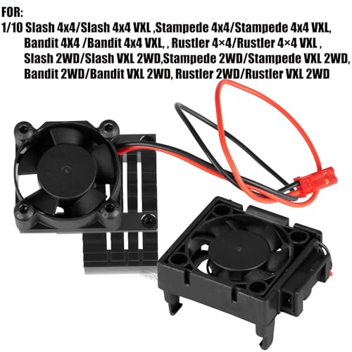 VXL-3s High Velocity Fan Heatsink Set Upgrades Part for 1/10 Slash/Rustler/Stampede VXL 4X4 2WD, ESC Motor Cooling Fan Hops Up,Black - color: Black/(for 2wd 4wd)