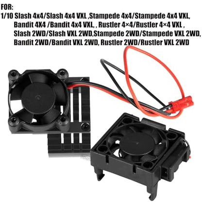 VXL-3s High Velocity Fan Heatsink Set Upgrades Part for 1/10 Slash/Rustler/Stampede VXL 4X4 2WD, ESC Motor Cooling Fan Hops Up,Black - color: Black/(for 2wd 4wd)