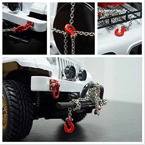 1/10 RC Rock Crawler Accessories Trailer Buckle and Tow Hooks Chain Kit for 1:10 RC Trucks Axial SCX10 Tamiya CC01 D90 D110 TF2 Car Parts - color: Red Kit