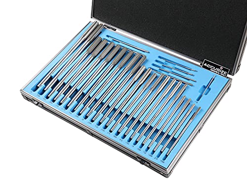 Accusize Chucking Reamer Set, 1/16" to 1/2" by 1/64", 29 Pc | HSS M2 Premium, Straight Flute, Right Hand Cut, ANSI, Aluminum Case, 5528-SF00 - size: 1/16" thru. 1/2" by 1/64"