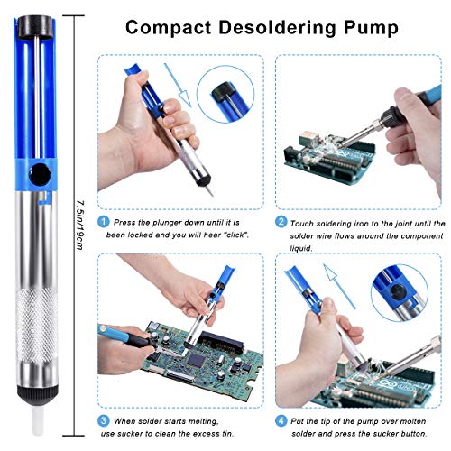 Soldering Iron Kit, Adjustable Temperature 13-in-1 60W Soldering Tool, Solder Kit Electronics with ON/Off Switch, 5 Soldering Tips, Solder Sucker, Stand, Tweezers, Solder Wire, Wire Cutter, Carry Bag