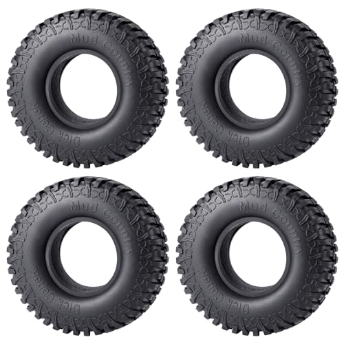 4PCS 1.9inch Rubber Tyre 100mm OD Wheels Tire Off Road Mud Wheel Tires Rubber Terrain Crawler Tyre for 1/10 TRX-4 Axial SCX10 90047 D90 D110 TF2 RC Crawler Car Replacement Upgrade Part