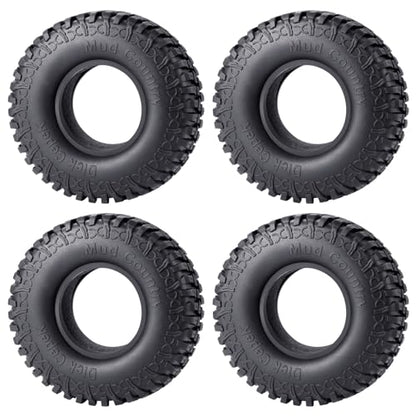 4PCS 1.9inch Rubber Tyre 100mm OD Wheels Tire Off Road Mud Wheel Tires Rubber Terrain Crawler Tyre for 1/10 TRX-4 Axial SCX10 90047 D90 D110 TF2 RC Crawler Car Replacement Upgrade Part
