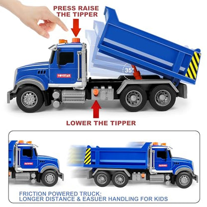 Dwi Dowellin Toddler Trucks Toys for Boys Age 3-5,Big Dump Truck with Lights and Sounds,Kids Boy Toys Christmas Birthday Gift Car - style: dump truck