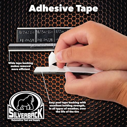 Silverback 1/2 oz Black Steel Tape Adhesive Wheel Weights with EZ Peel Tape. Designed for the Professional Tire Dealer. Cars, Trucks, SUV's. 10lb Roll Black .50 oz Tape Weight - color: 1 Roll 1/2 oz Black