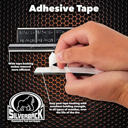 Silverback 1/2 oz Black Steel Tape Adhesive Wheel Weights with EZ Peel Tape. Designed for the Professional Tire Dealer. Cars, Trucks, SUV's. 10lb Roll Black .50 oz Tape Weight - color: 1 Roll 1/2 oz Black