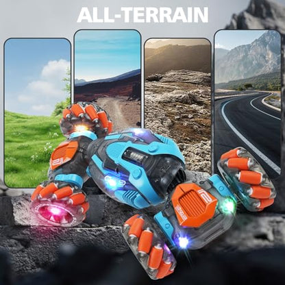 MagicKidz Gesture Sensing RC Stunt Car for Kids - Birthday Gifts for Boys 5 6 7 8 9 10 11 12 Year Old, 2.4Ghz Remote Control Twist Vehicle Toy with Lights & Music, 4WD Off-Road - color: Gesture Sensing Rc Car