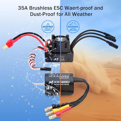 Surpass Hobby RC Brushless Motor ESC Combo Waterproof 2430 5800KV Brushless Motor and 35A ESC Combo Set for 1/16 1/18 Remote Control Cars Trucks Off-Road Vehicle - size: 5800kv, style: 2430 Motor+35A ESC